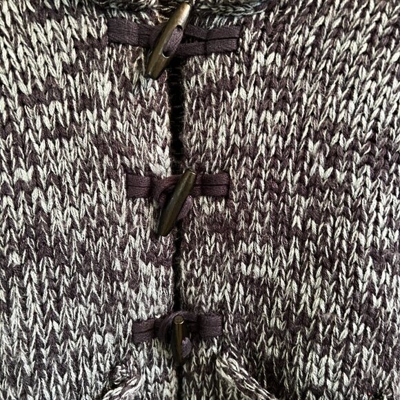 Moda International Cardigan Sweater XS Marled Blue Wooden Toggle Buttons‎ - Picture 2 of 10
